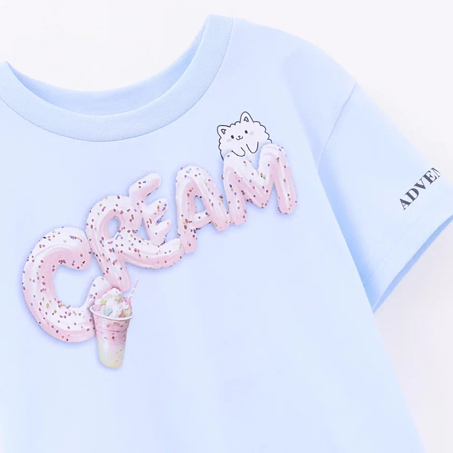 Голубая футболка для девочки фото