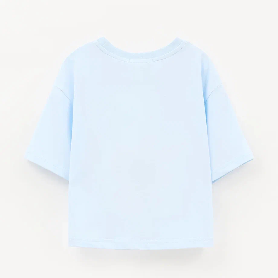 Голубая укороченная футболка для девочки купить