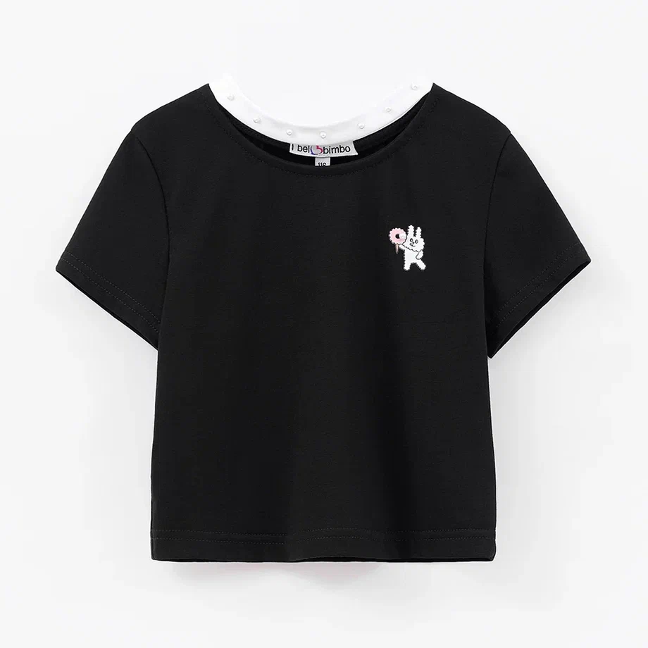 Чёрный укороченный топ с чокером для девочки