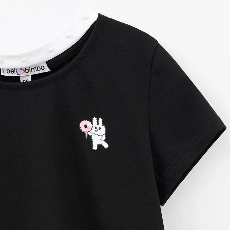 Чёрный укороченный топ с чокером для девочки фото