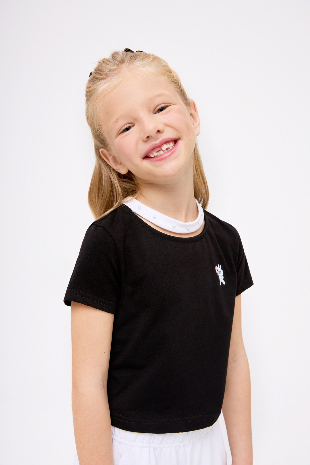 Чёрный укороченный топ с чокером для девочки куить в Иваново