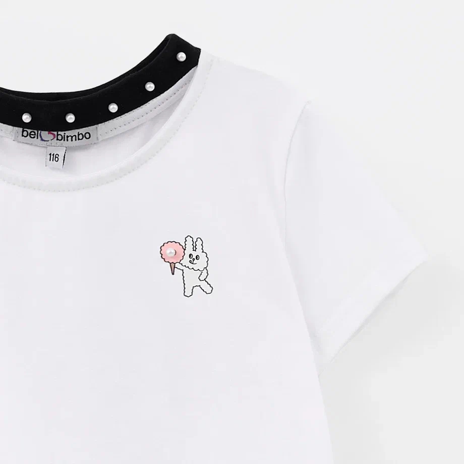 Белый укороченный топ с чокером для девочки фото