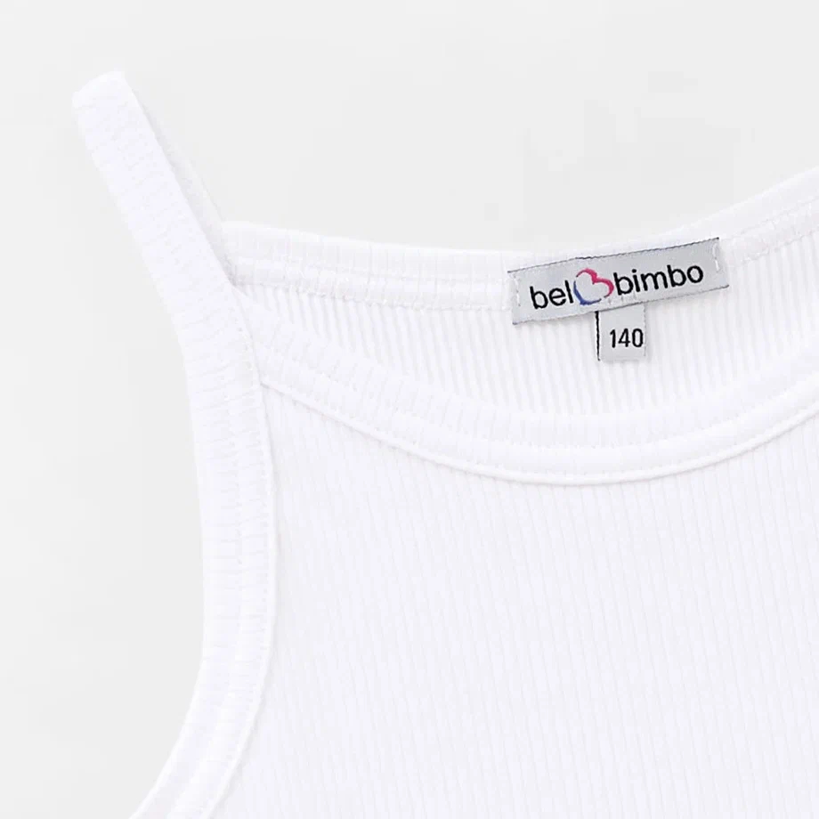 Белый укороченный топ на бретелях для девочки