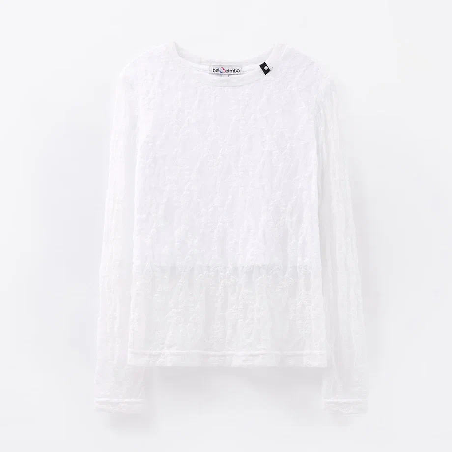 Кружевная футболка с длинным рукавом для девочки
