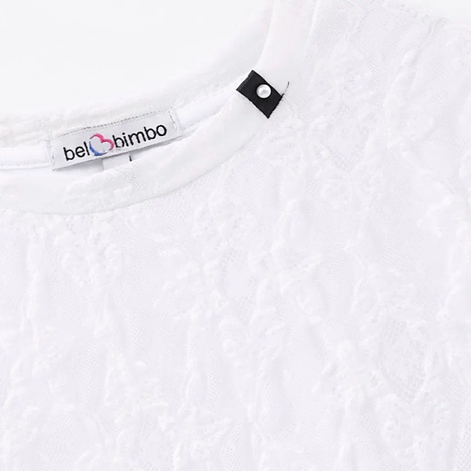 Кружевная футболка с длинным рукавом для девочки фото