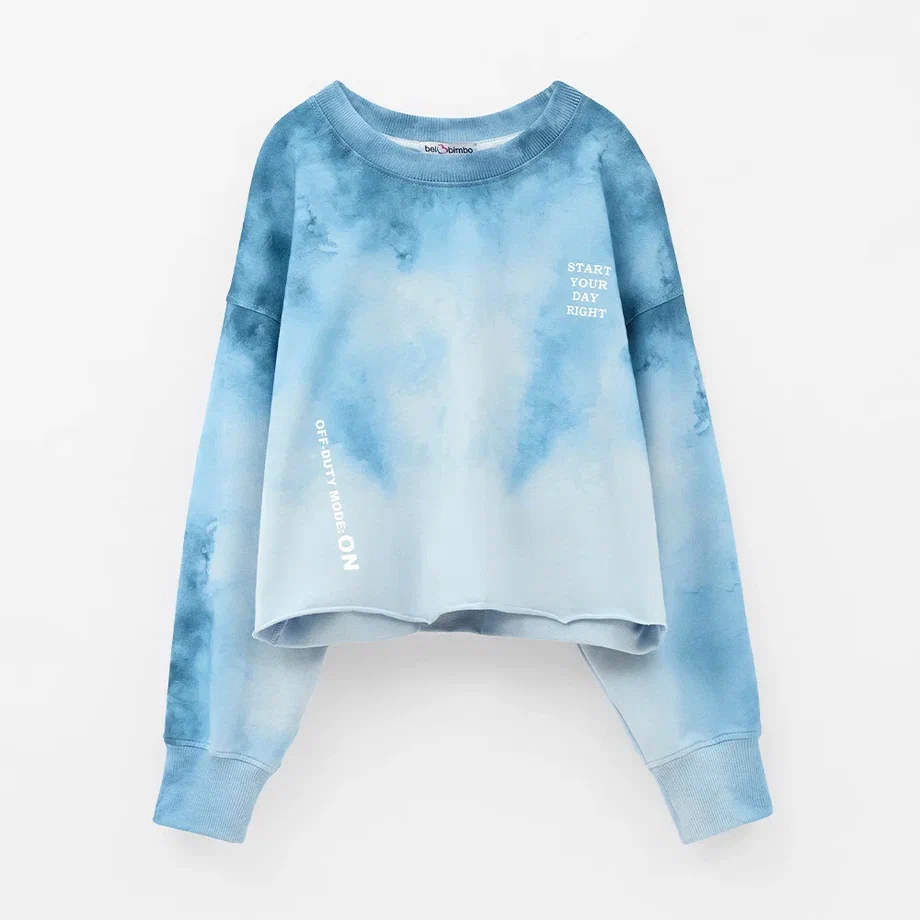 Укороченный свитшот с браш-эффектом для девочки