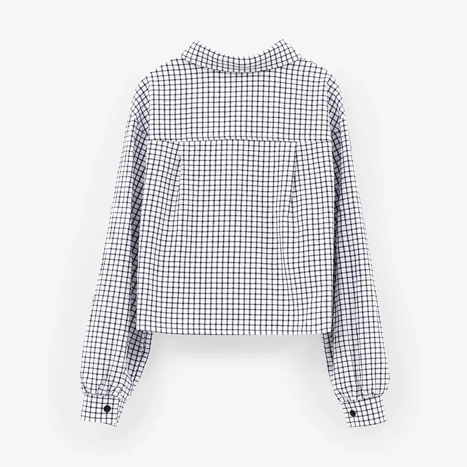 Укороченная блузка-рубашка в клетку для девочки купить