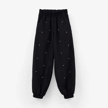 Чёрные брюки с манжетами с жемчугом для девочки купить в Иваново