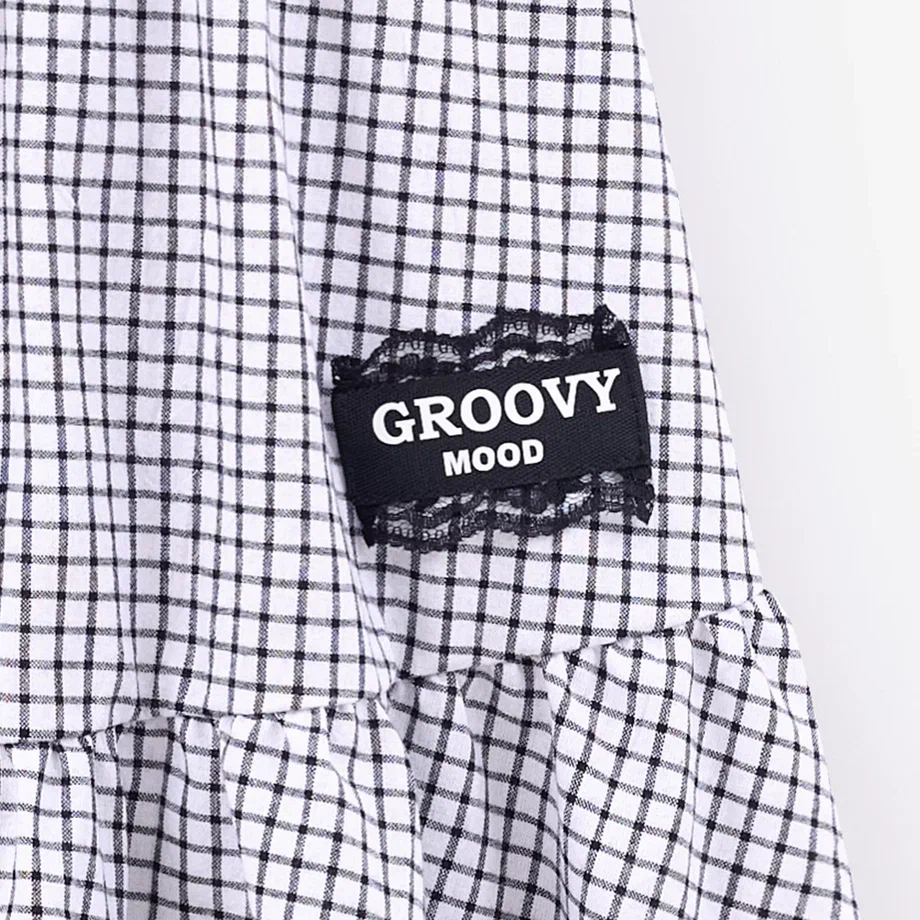 Сарафан в клетку на бретелях для девочки фото