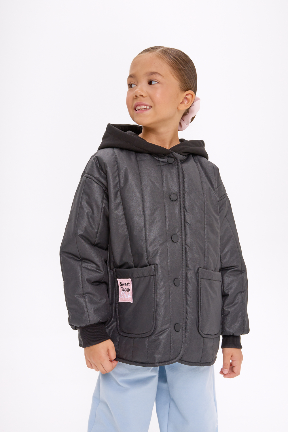 Весенняя чёрная стёганая куртка для девочки куить в Иваново