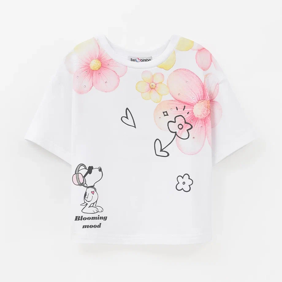 Белая укороченная футболка для девочки