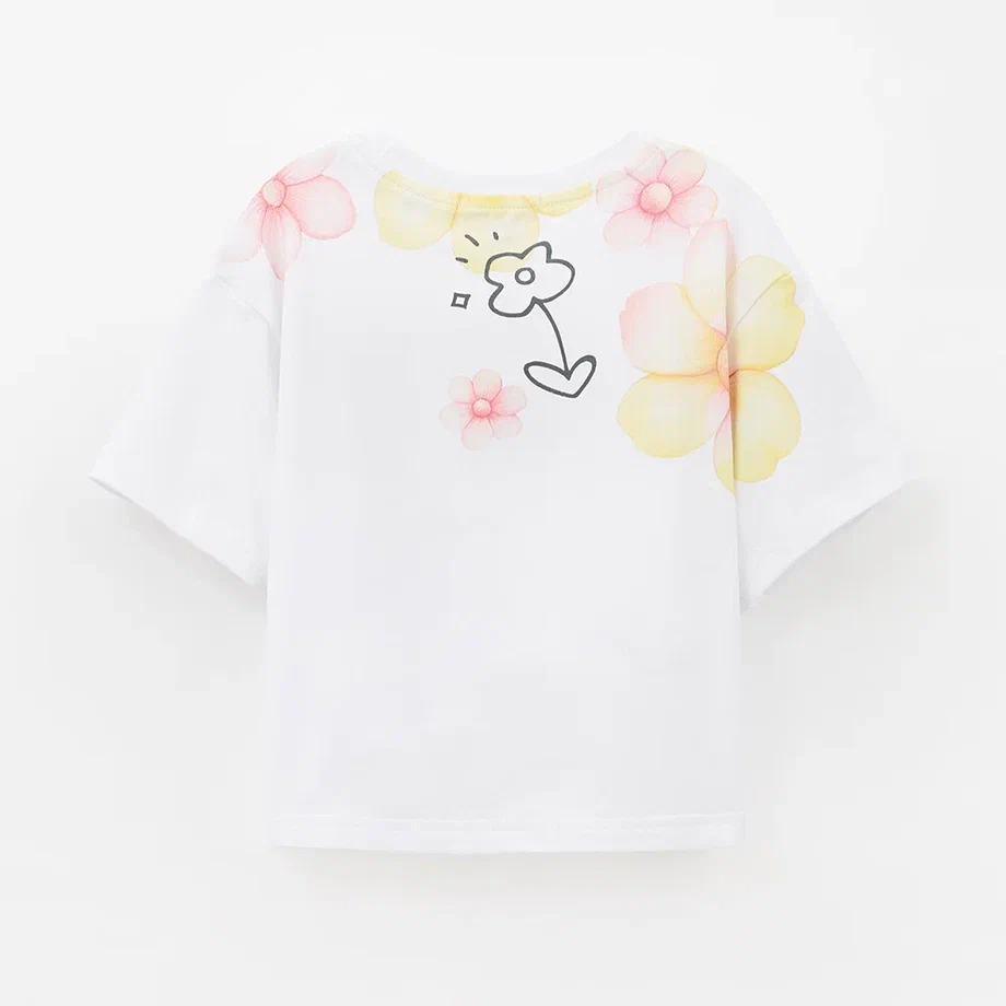 Белая укороченная футболка для девочки купить