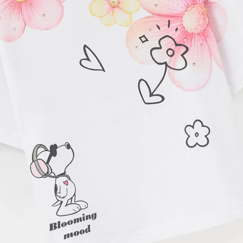 Белая укороченная футболка для девочки фото