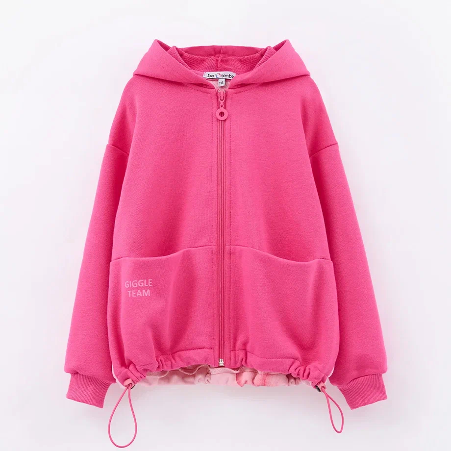Толстовка на молнии в оттенке фуксия для девочки