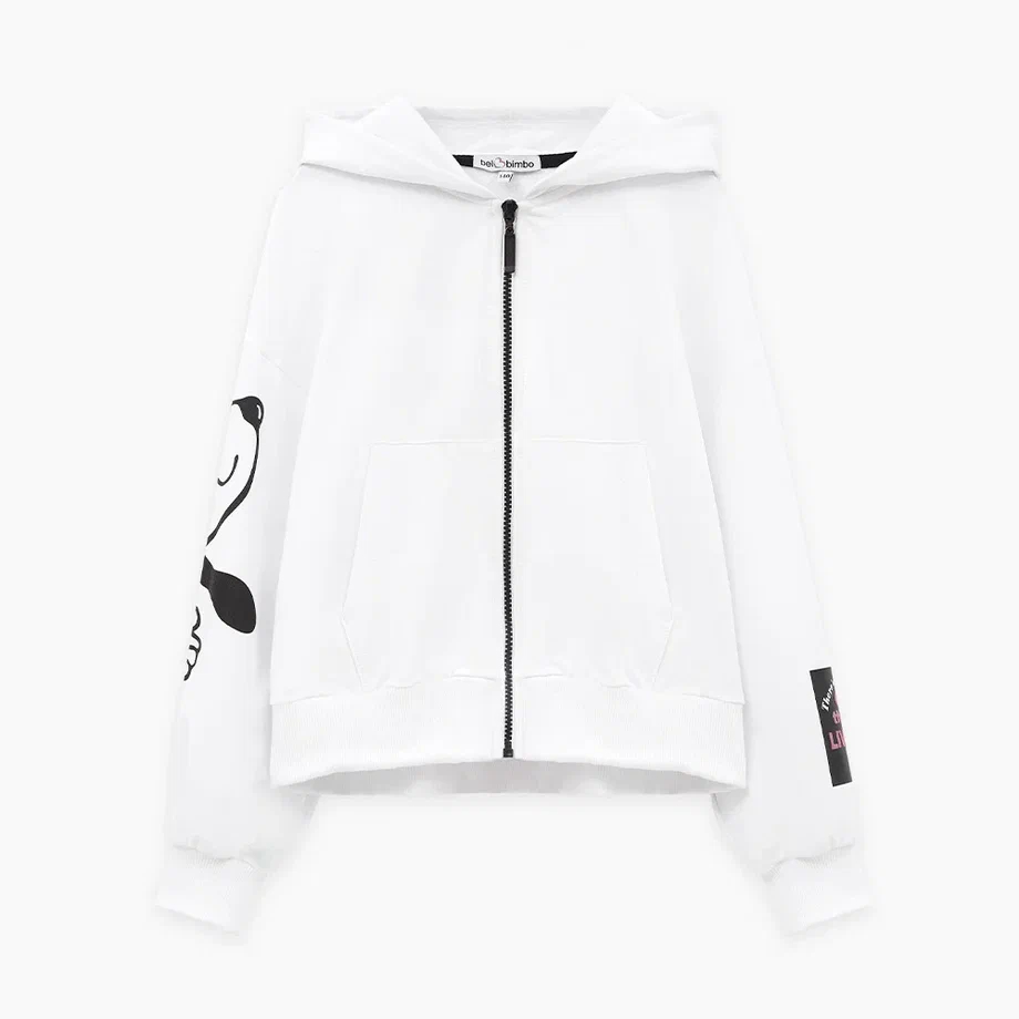 Белая толстовка на молнии для девочки