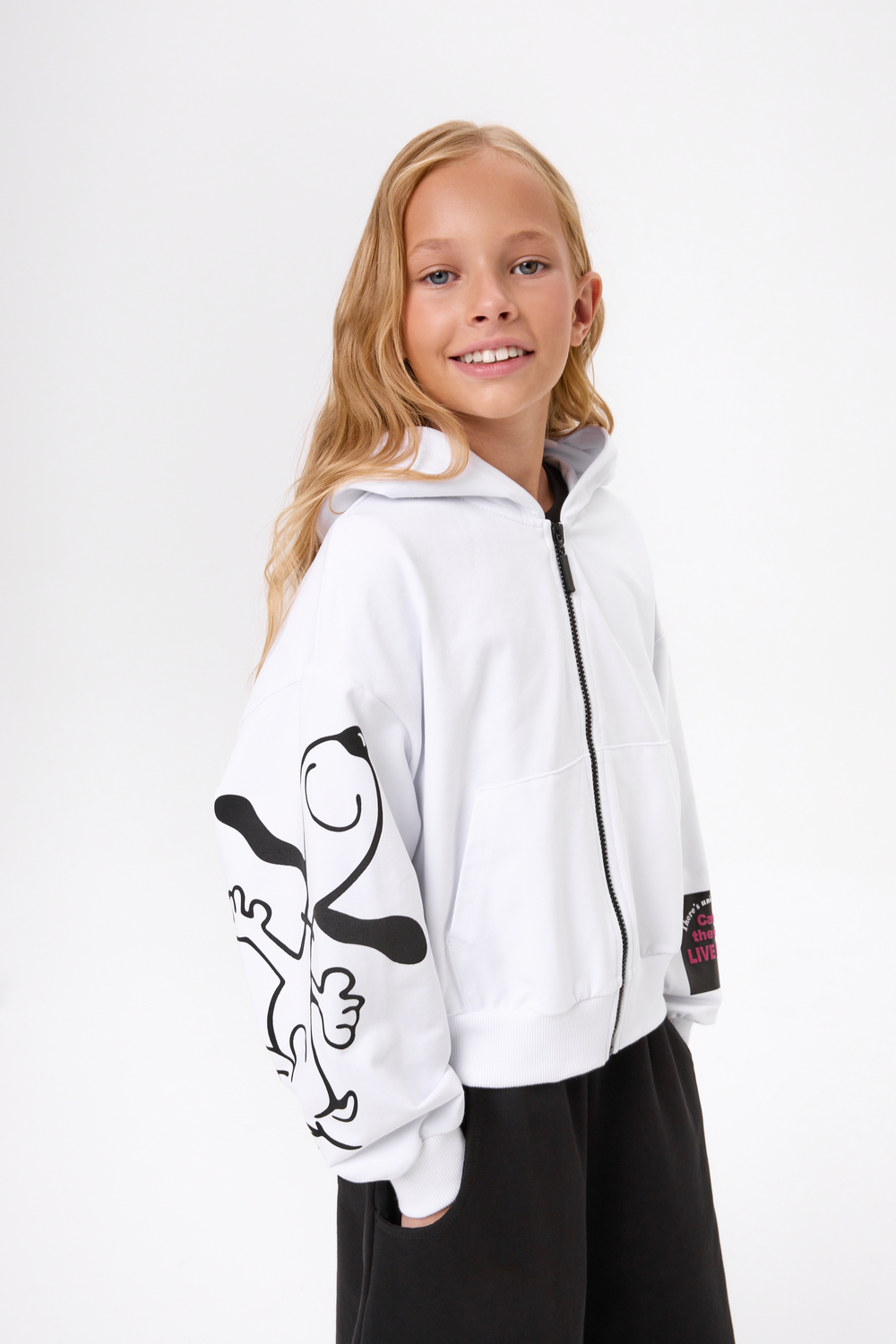 Белая толстовка на молнии для девочки куить в Иваново