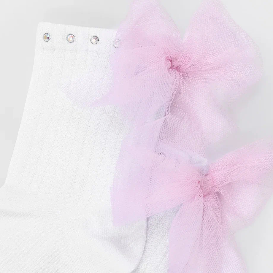 Белые носки с лиловым бантом для девочки купить