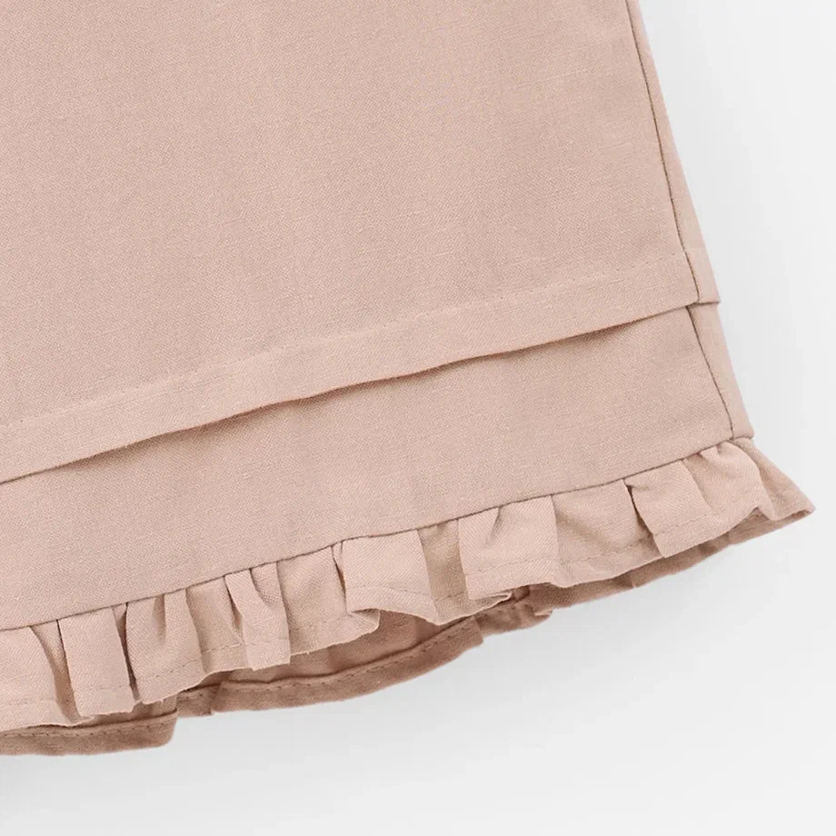 Льняные укороченные брюки для девочки фото