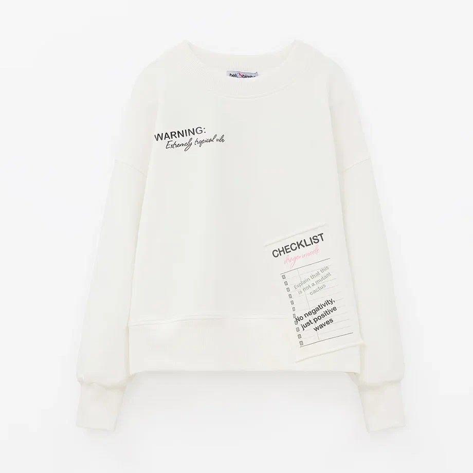 Дизайнерский молочный свитшот для девочки