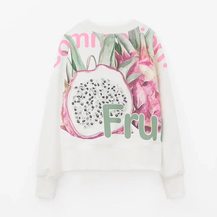 Дизайнерский молочный свитшот для девочки купить