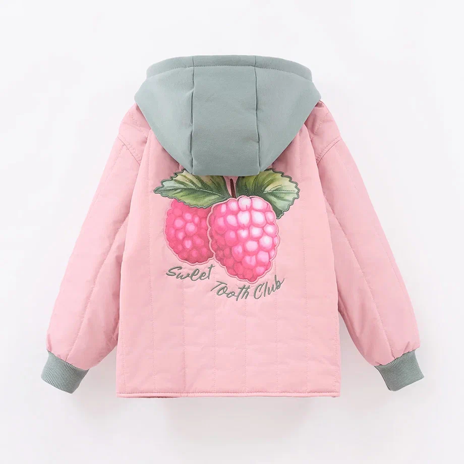 Весенняя розовая стёганая куртка для девочки купить