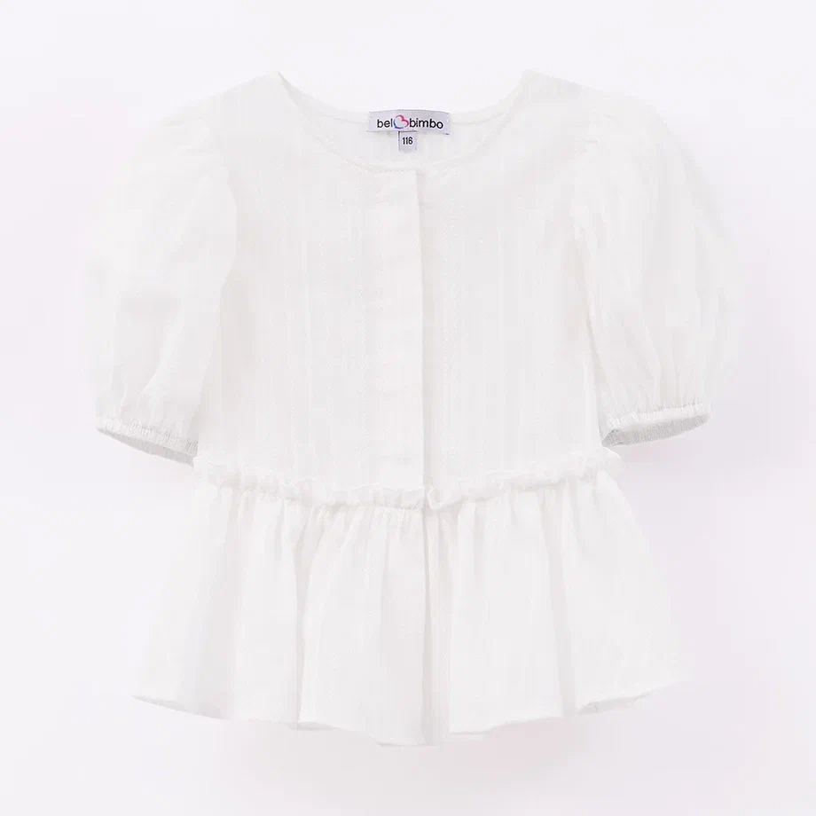 Молочная блузка с баской для девочки