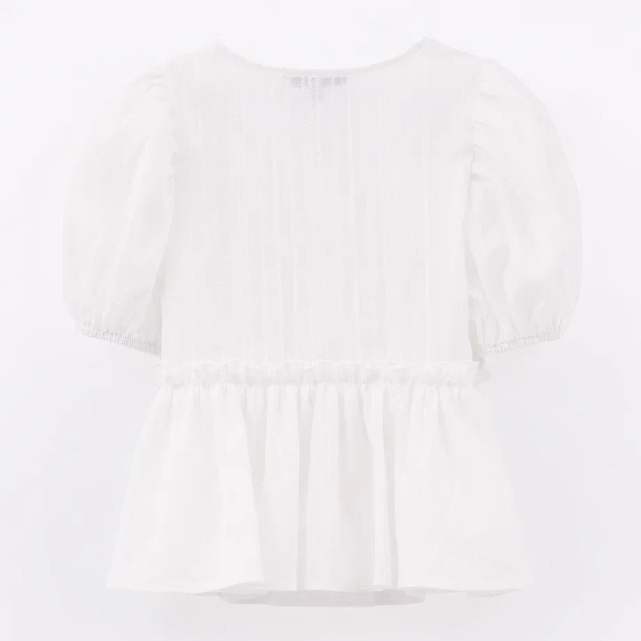 Молочная блузка с баской для девочки купить