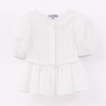 Молочная блузка с баской для девочки купить в Иваново