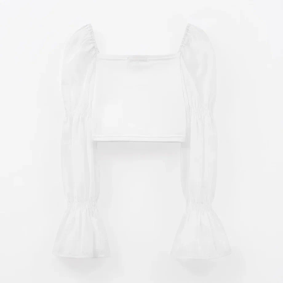 Укороченная молочная блузка для девочки купить