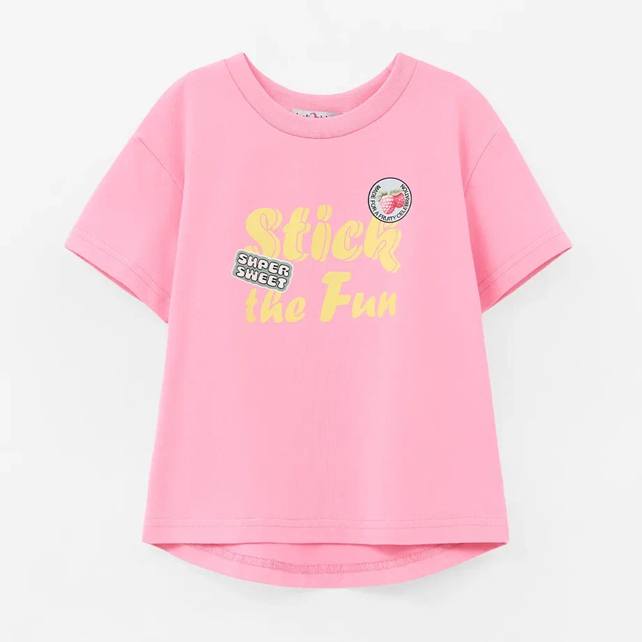 Розовая дизайнерская футболка для девочки