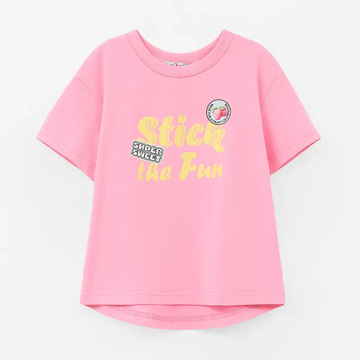 Розовая дизайнерская футболка для девочки купить в Иваново