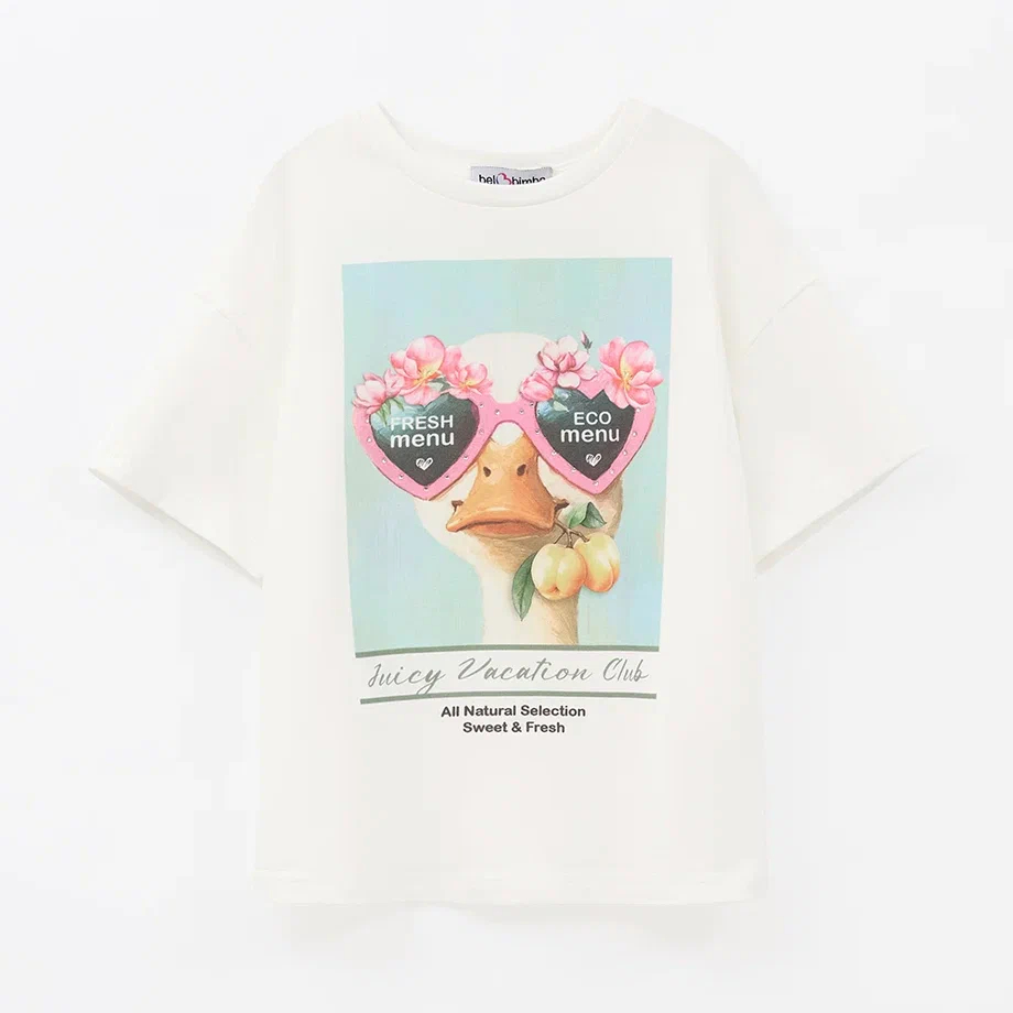 Стильная молочная футболка для девочки