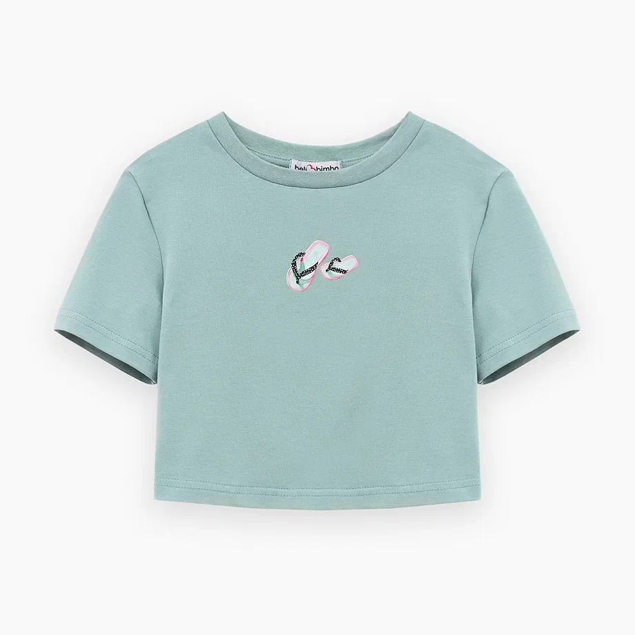Мятный укороченный топ для девочки