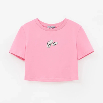 Розовый укороченный топ для девочки купить в Иваново