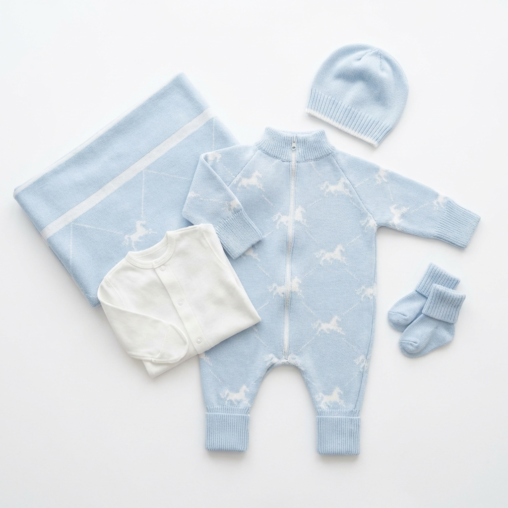 Комплект вязаный «Холли» голубой на мальчика