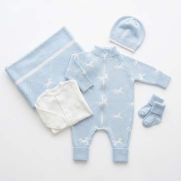 Комплект вязаный «Холли» голубой на мальчика купить в Иваново