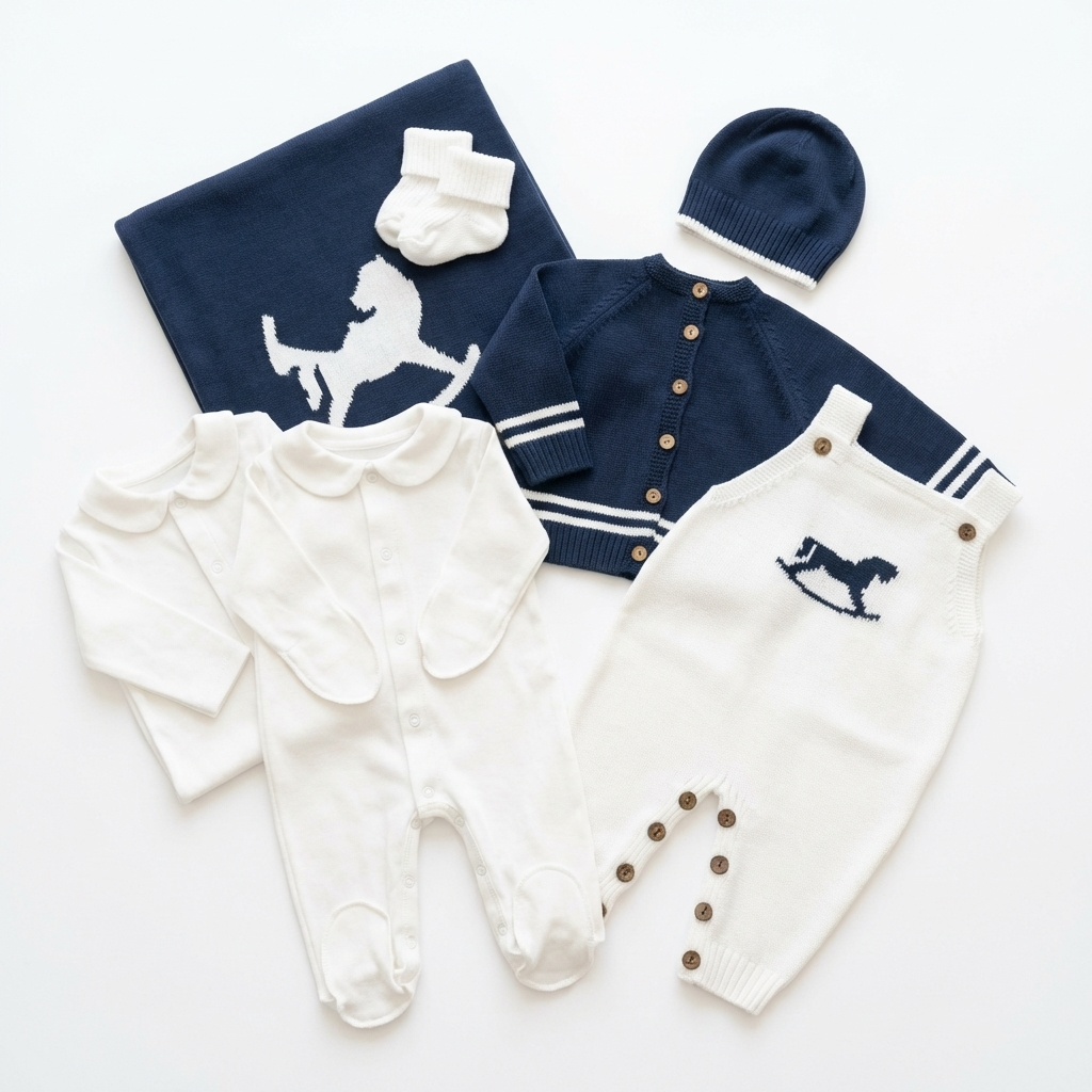 Комплект вязаный «Лаки» синий для мальчика