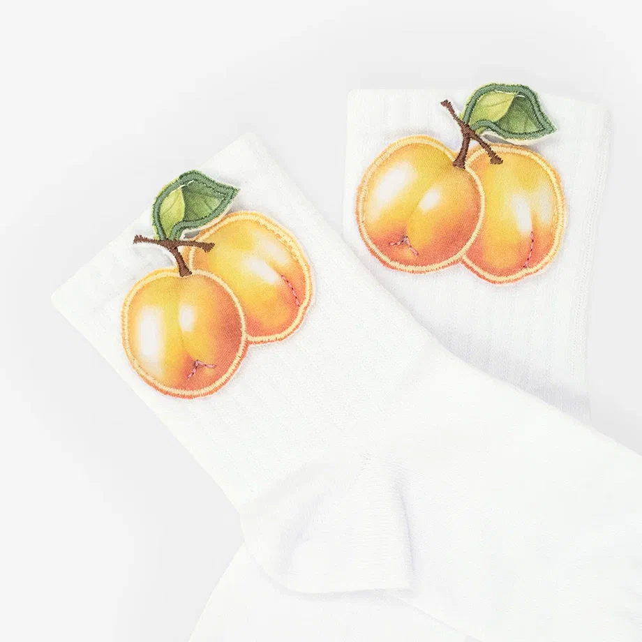 Белые носки с персиком для девочки купить