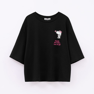 Чёрная укороченная футболка для девочки купить в Иваново